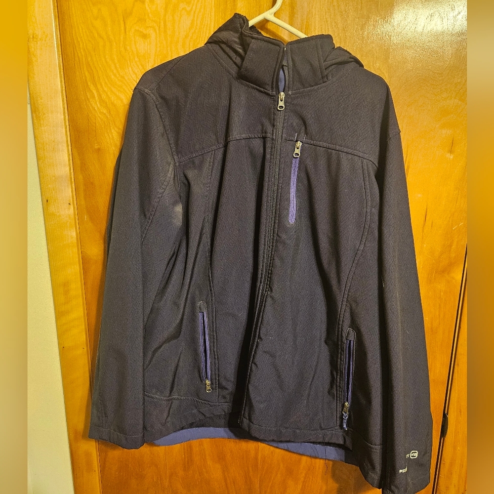 FREE COUNTRY Women's Purple Trim Soft Shell Removable Hood Zip Up Jacket Size 3X